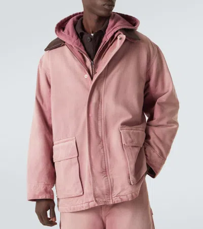 Auralee Leather-trimmed Cotton Blouson Jacket In Pink