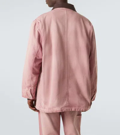 Auralee Leather-trimmed Cotton Blouson Jacket In Pink