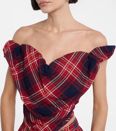 Vivienne Westwood Sunday Off-shoulder Plaid Bustier Top In Multi