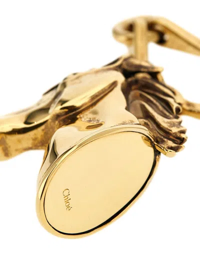 Chloé Chain Link Necklace And Horse Head Pendant In Gold