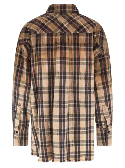 Attico Check Shirt Shirt And Blouse Multicolor In Brown
