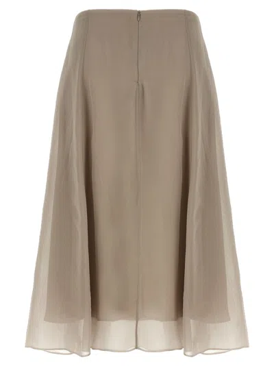 Brunello Cucinelli Circle Skirts White In Brown