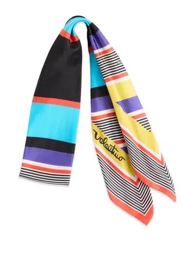 Valentino Garavani Escape Headband In Cotton And Silk Woman Multicolour Uni In Blue