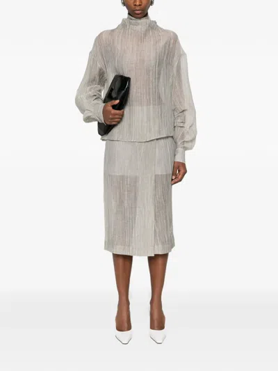 The Garment Delfi Button Wrap Midi Skirt In Gray