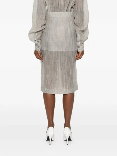 The Garment Delfi Button Wrap Midi Skirt In Gray