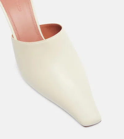 Amina Muaddi Jamie 80 Leather Mules In White