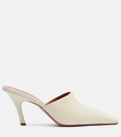 Amina Muaddi Jamie 80 Leather Mules In White