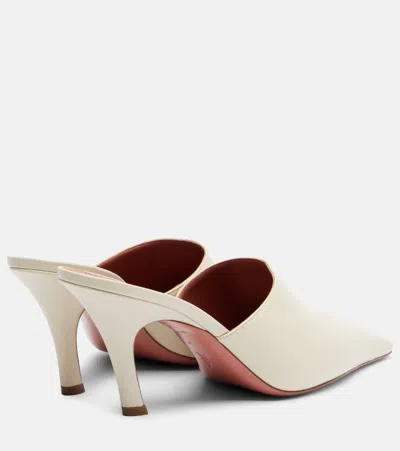 Amina Muaddi Jamie 80 Leather Mules In White