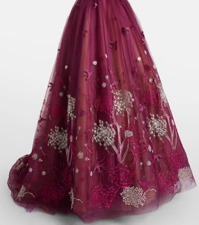 Costarellos Embellished Gown In Burgundy