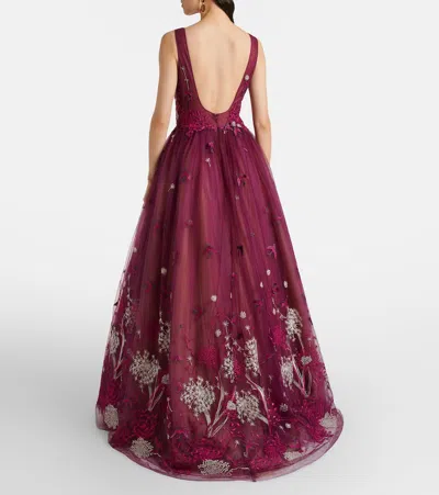 Costarellos Embellished Gown In Burgundy