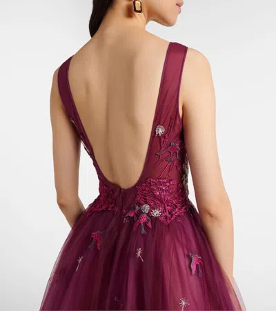 Costarellos Embellished Gown In Burgundy