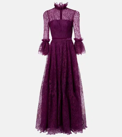 Costarellos Lace Gown In Purple