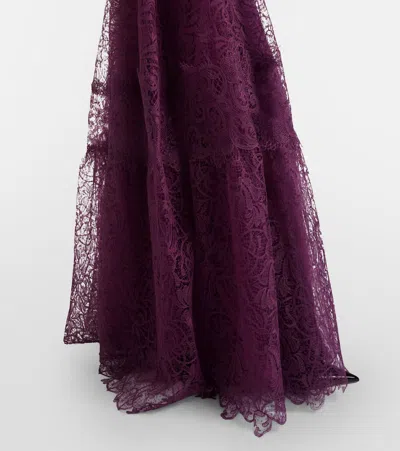 Costarellos Lace Gown In Purple