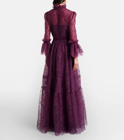 Costarellos Lace Gown In Purple