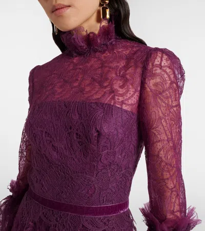 Costarellos Lace Gown In Purple