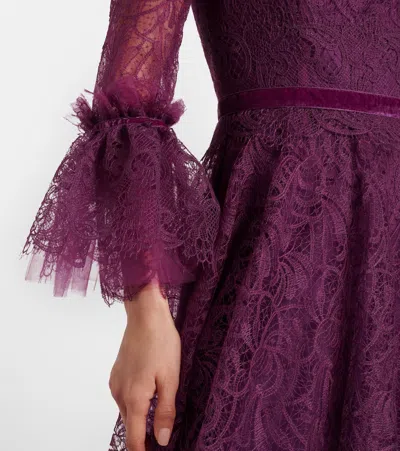 Costarellos Lace Gown In Purple