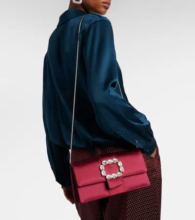 Manolo Blahnik Maycap Embellished Satin Clutch In Burgundy