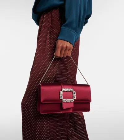 Manolo Blahnik Maycap Embellished Satin Clutch In Burgundy