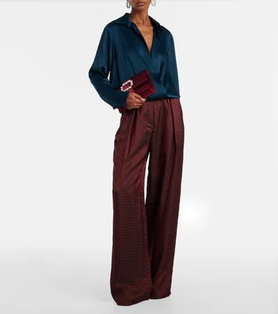 Manolo Blahnik Maycap Embellished Satin Clutch In Burgundy