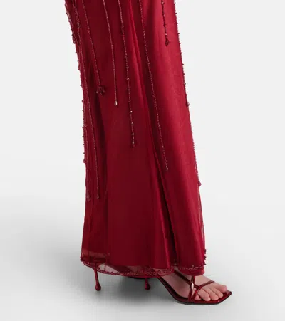 Clio Peppiatt Chandelier Embellished Tulle Gown In Red