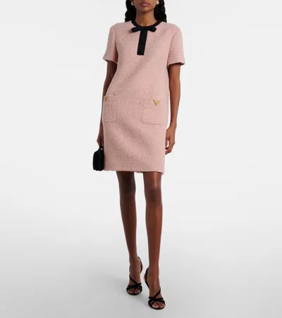 Valentino Vgold Wool-blend Tweed Minidress In Pink