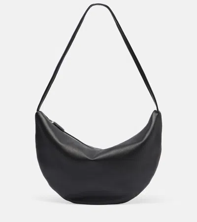 The Row Izzy Small Crescent Shoulder Bag In Leather In Black