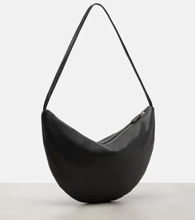 The Row Izzy Small Crescent Shoulder Bag In Leather In Black
