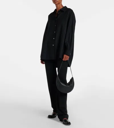 The Row Izzy Small Crescent Shoulder Bag In Leather In Black