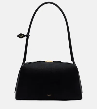 Alaïa Le Bulldog Medium Suede Shoulder Bag In Black