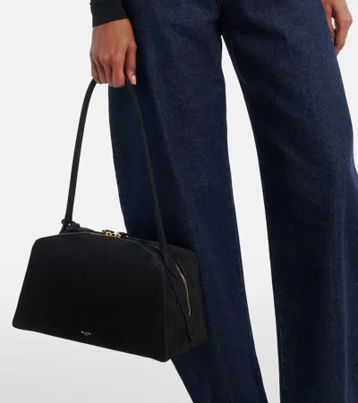 Alaïa Le Bulldog Medium Suede Shoulder Bag In Black