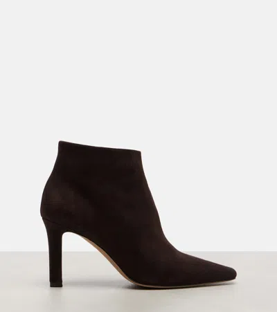 The Row Carla Suede Ankle Boots In Brown