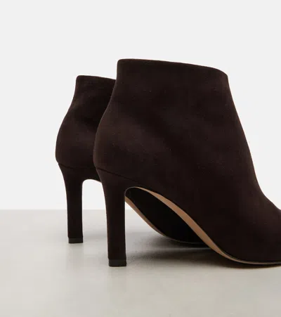 The Row Carla Suede Ankle Boots In Brown