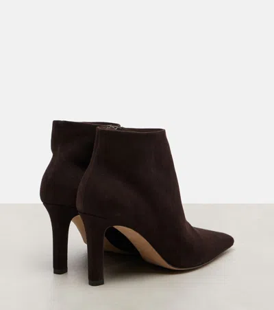 The Row Carla Suede Ankle Boots In Brown