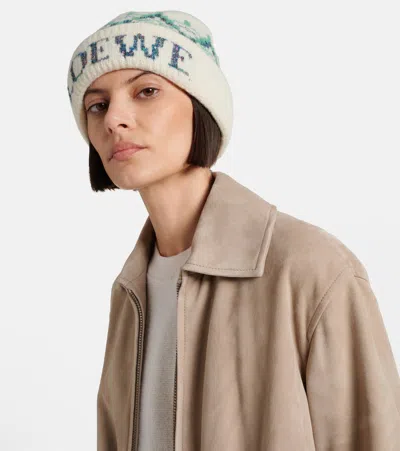 Loewe Fair Isle Sequined Wool-blend Beanie In Neutral