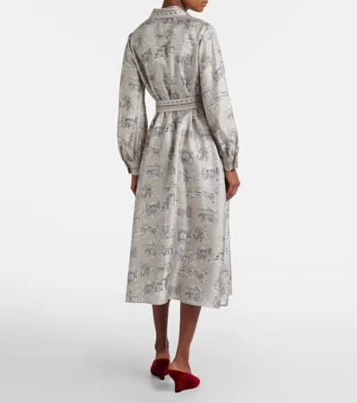 Max Mara Carbone Printed Silk Midi Dress In Sand