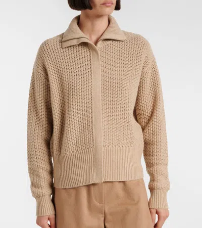 Max Mara Glassa Wool And Cashmere-blend Cardigan In Neutral