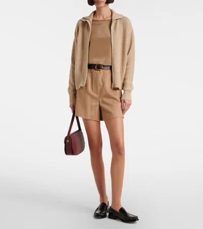 Max Mara Glassa Wool And Cashmere-blend Cardigan In Neutral