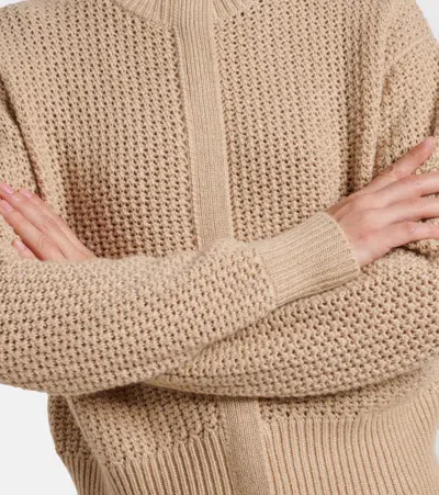 Max Mara Glassa Wool And Cashmere-blend Cardigan In Neutral