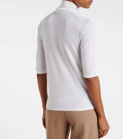 Max Mara Short-sleeved Knitted Pullover In White