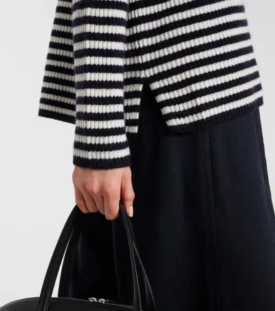 Max Mara Gomma Striped Cashmere Top In White