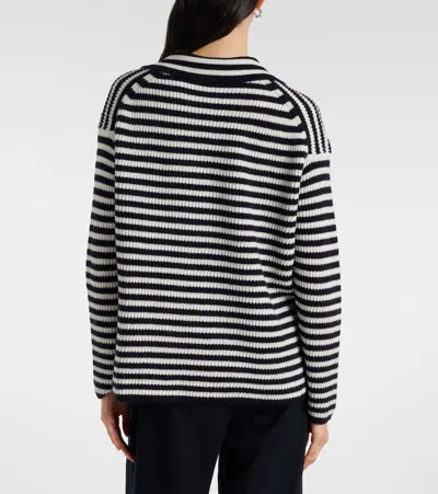 Max Mara Gomma Striped Cashmere Top In White