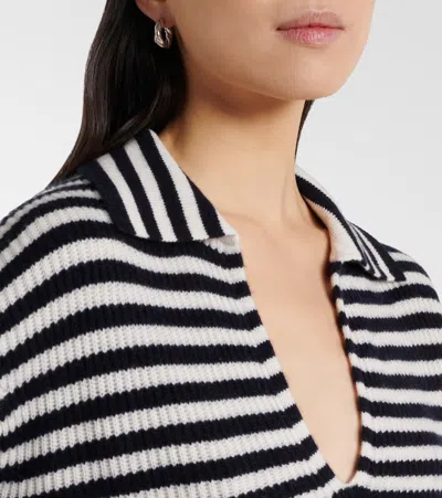 Max Mara Gomma Striped Cashmere Top In White