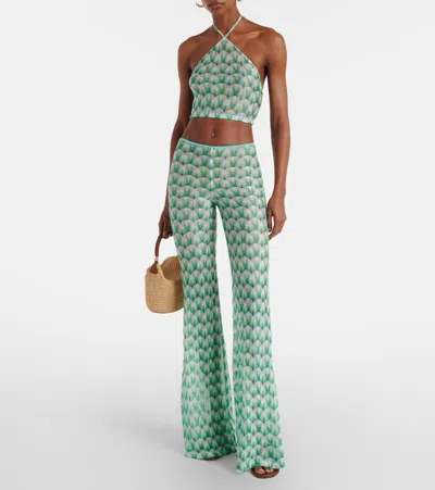 Missoni Halterneck Patterned Top In Green