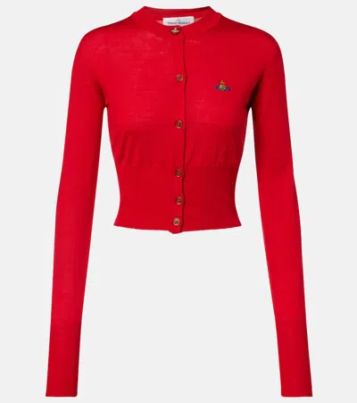 Vivienne Westwood Bea Cropped Wool And Silk Cardigan In Red