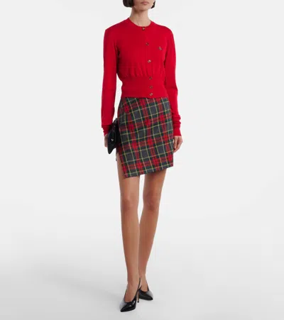 Vivienne Westwood Bea Cropped Wool And Silk Cardigan In Red