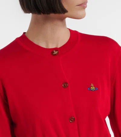 Vivienne Westwood Bea Cropped Wool And Silk Cardigan In Red