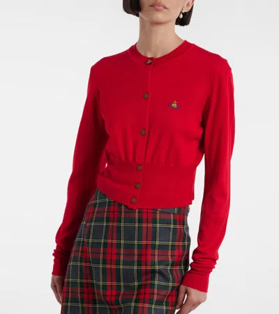 Vivienne Westwood Bea Cropped Wool And Silk Cardigan In Red