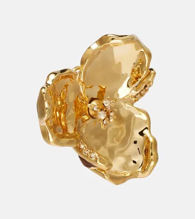 Oscar De La Renta Blossom Crystal-embellished Earrings In Gold