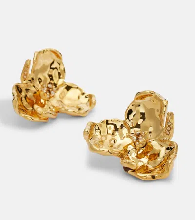 Oscar De La Renta Blossom Crystal-embellished Earrings In Gold