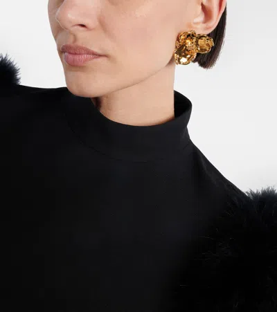 Oscar De La Renta Blossom Crystal-embellished Earrings In Gold